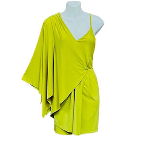 ASOS NWT chartreuse dress Size 2 Dramatic sleeve mini stretch dress